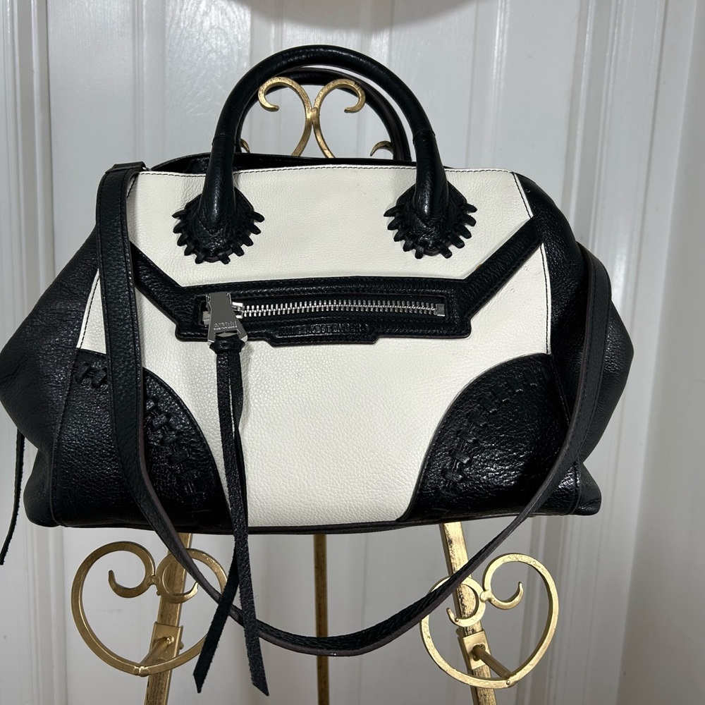 Aimee Kestenberg Black and White Leather Handbag Gorgeous!!! 🖤🤍